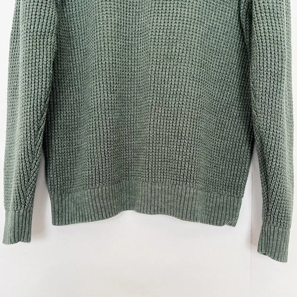 Old Navy Tunic Sweater Chunky Knit Crew Neck Oversized Size Large Heather Green